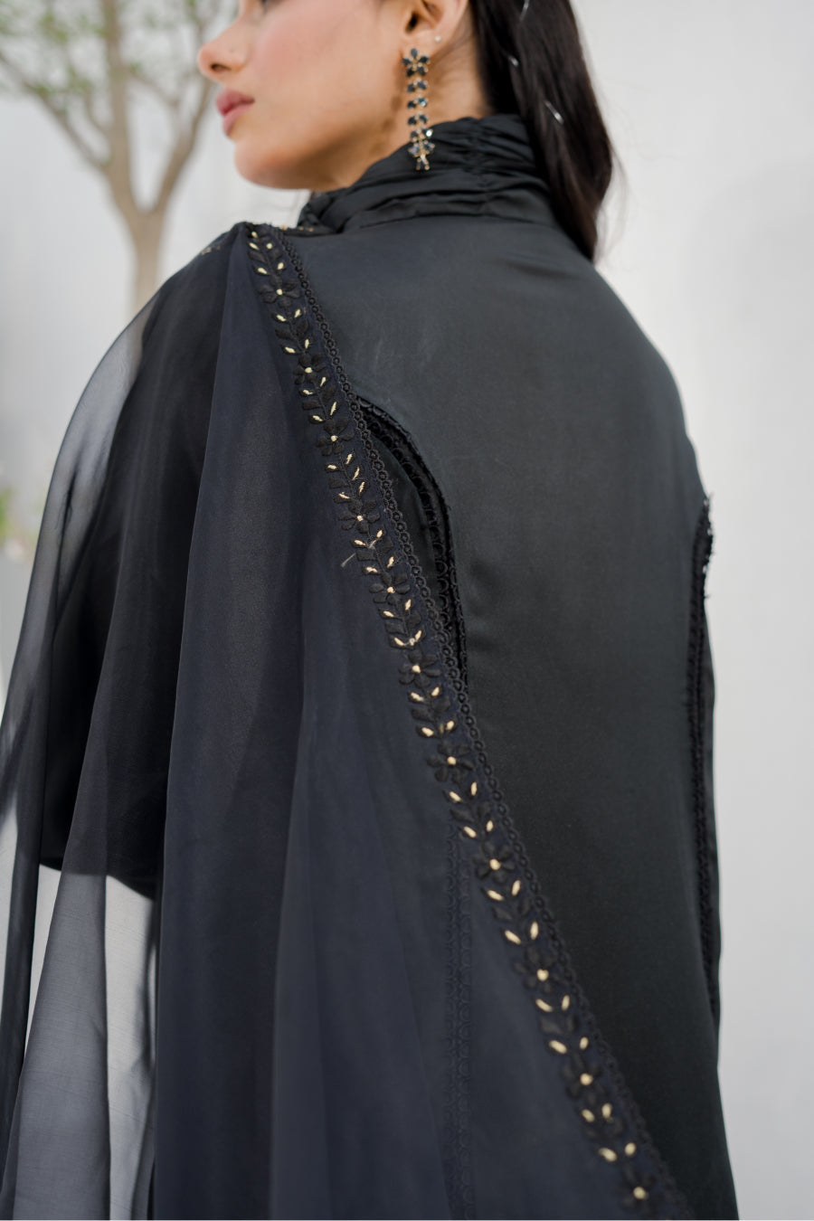 Laylah Black EMBROIDERED SILK SHIRT WITH PANT