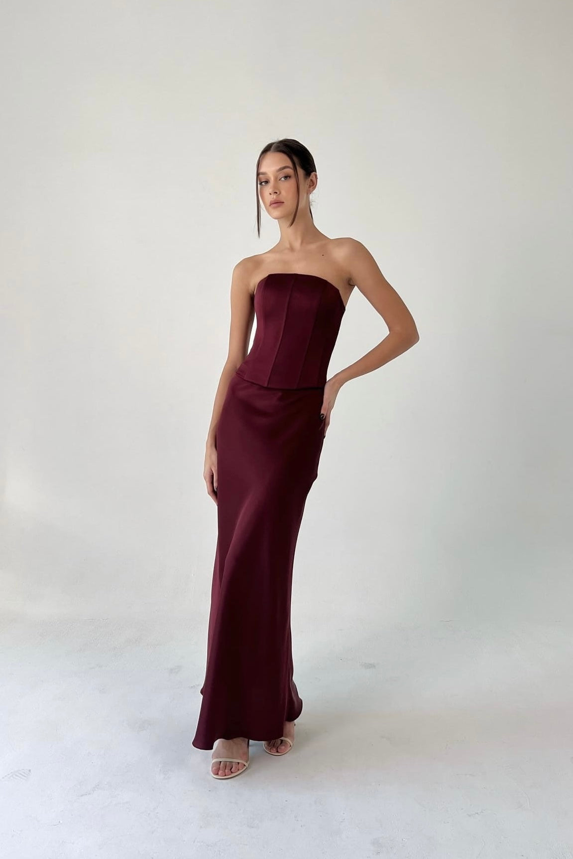 Regina Corset Set in Burgundy