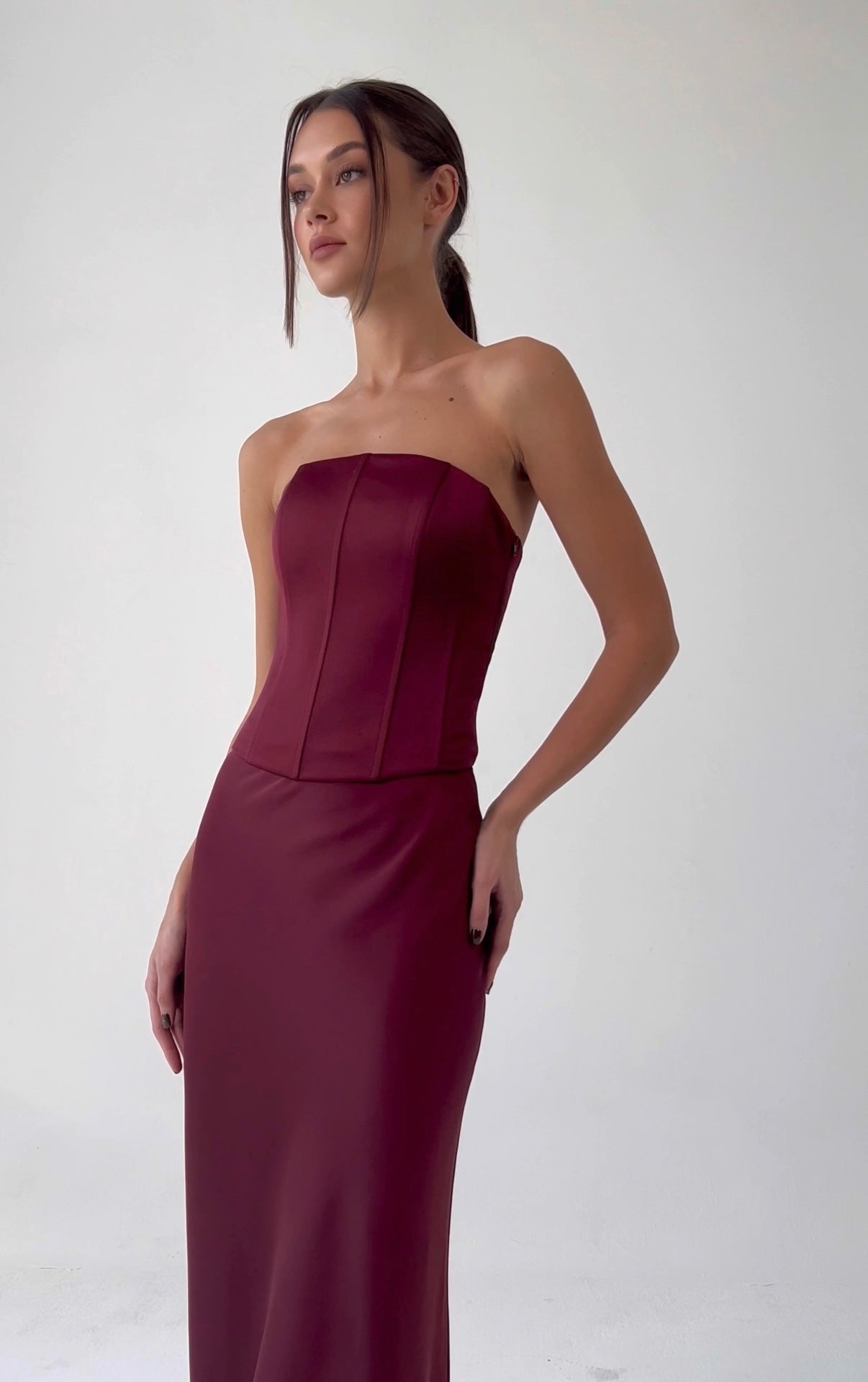 Regina Corset Set in Burgundy