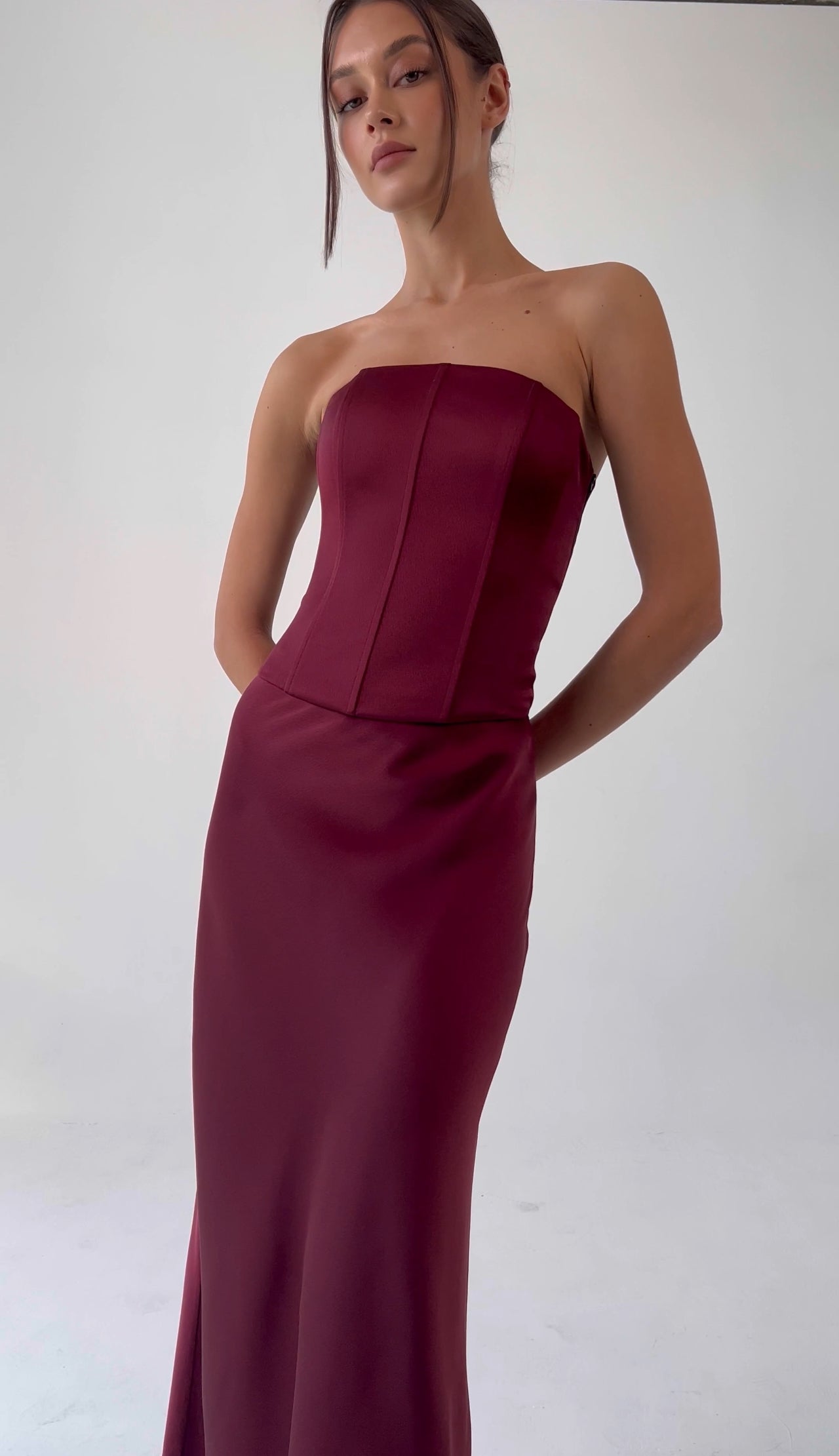 Regina Corset Set in Burgundy