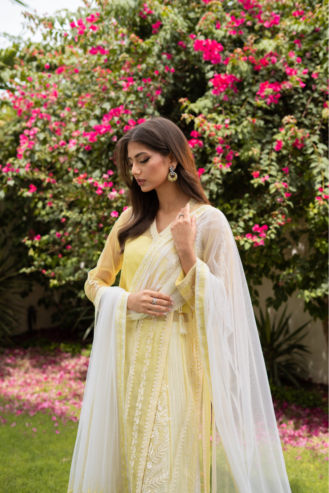 Misra Pastle organza jaune Angrakha et Azaar écrasé avec Dupatta