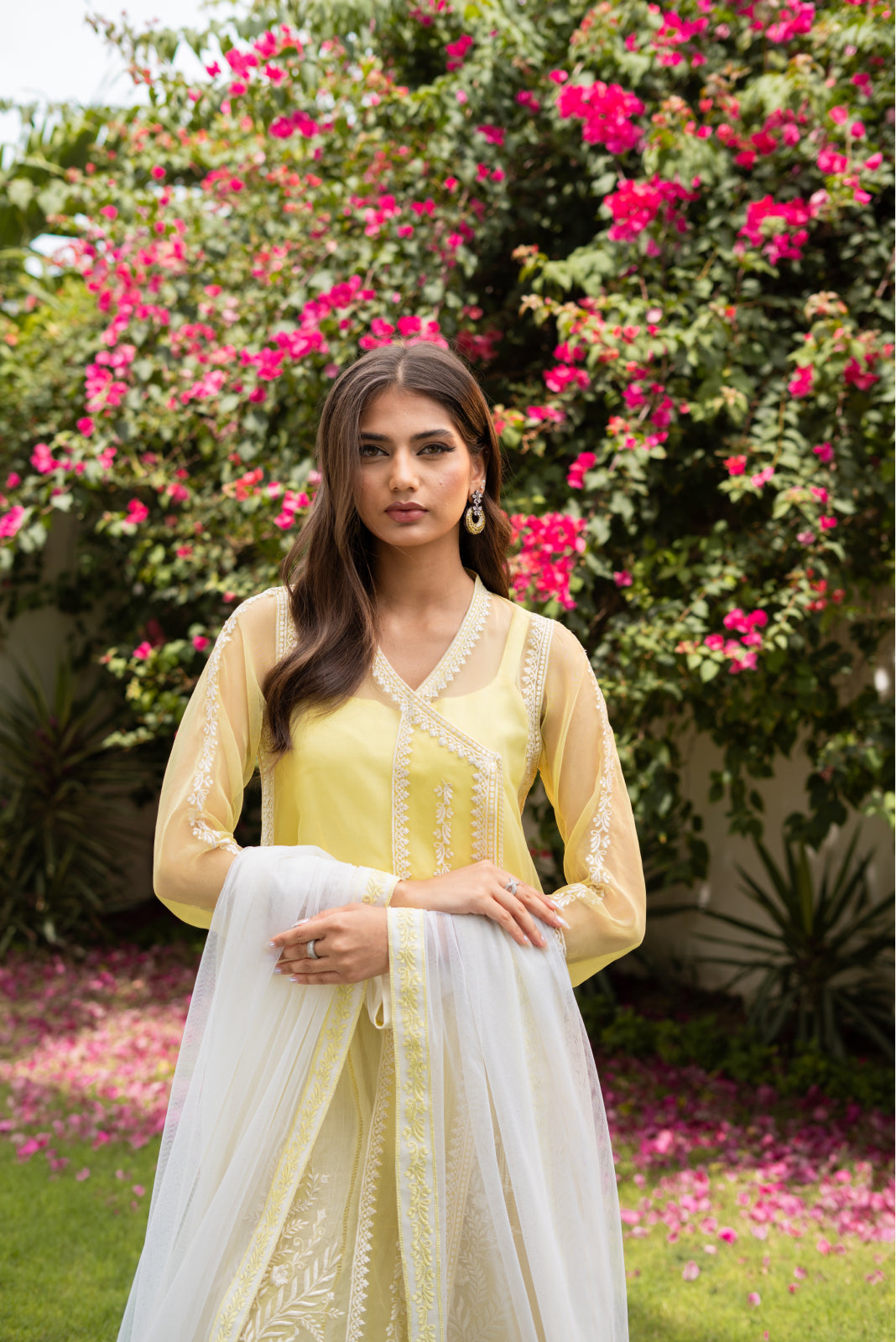 Misra Pastle organza jaune Angrakha et Azaar écrasé avec Dupatta