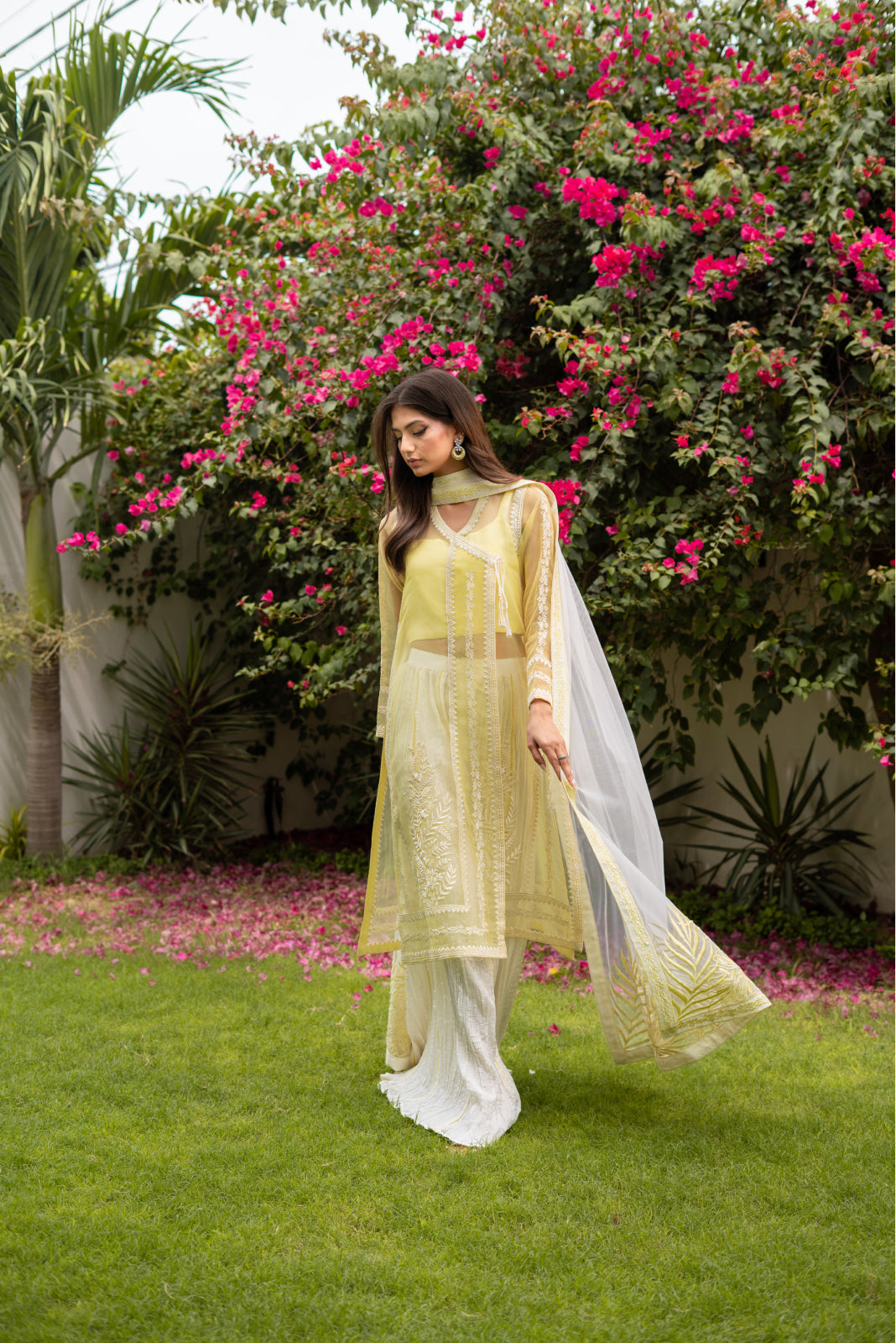 Misra Pastle organza jaune Angrakha et Azaar écrasé avec Dupatta